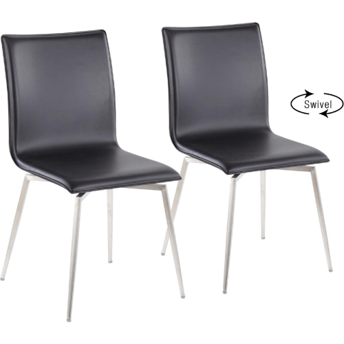 Mason Dining Chair in Black Leatherette & Brushed Steel (Set of 2)